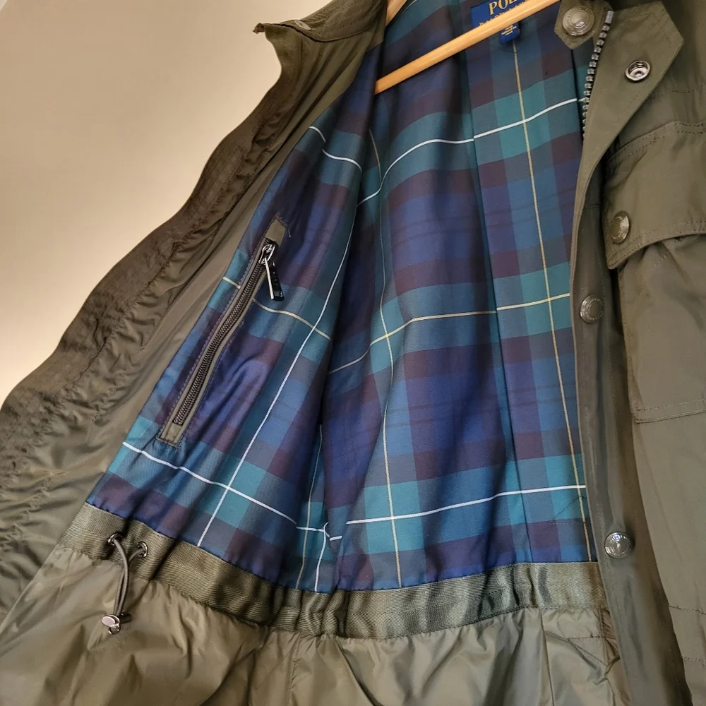 Polo Ralph Lauren Zip Down Combat Green Raincoat Jacket - Picture 4 of 8